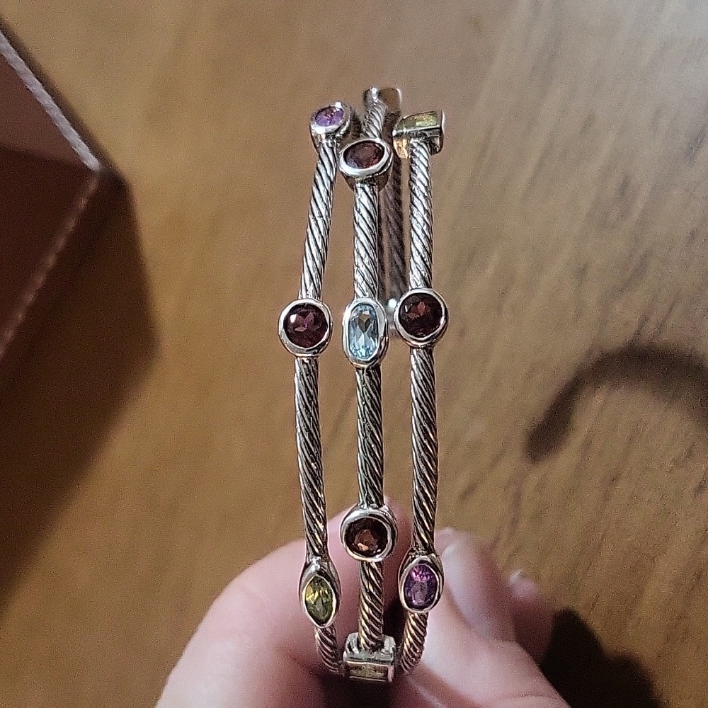 Multi semiprecious gemstone cuff bracelet